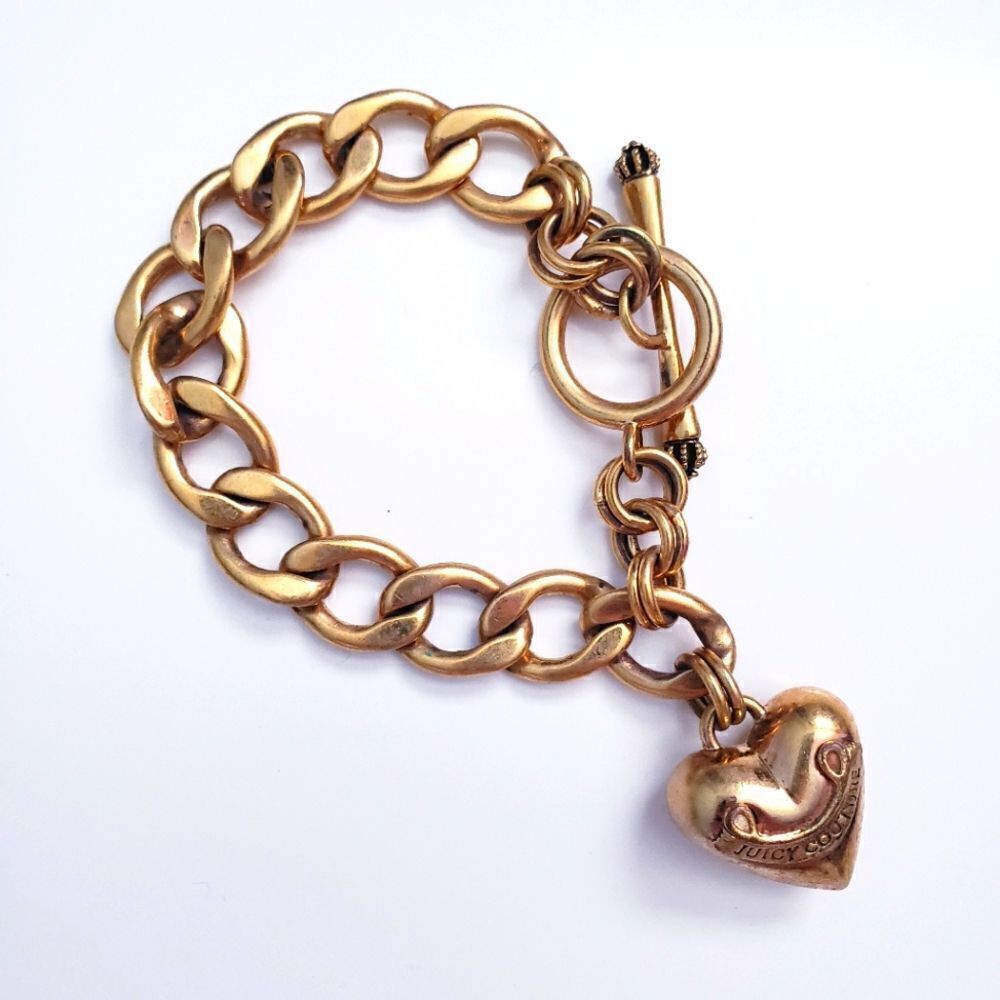 Juicy Couture Gold Chunky Heart Charm Bracelet